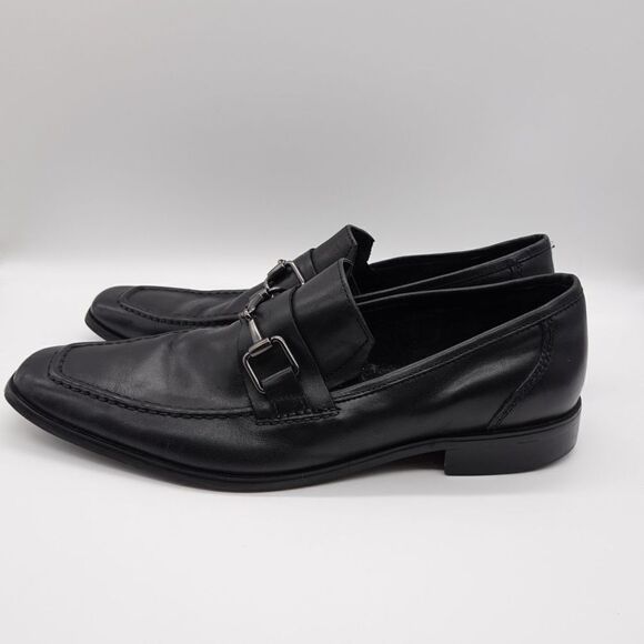 Kenneth Cole New York Black Horse-bit Square Toe Black Slip on Loafer Size 10 - Picture 1 of 10